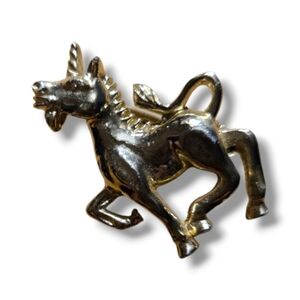 Vintage Gerry’s Unicorn Brooch • Gold Tone Fantasy Horse Pin 1980s